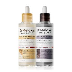 Dr.Melaxin Peel Shot Glow Rice Peeling Ampoule Duo Daily Soft Exfoliating Face and Body Scrub Dead Skin Cells Blackhead Remover for All Skin Type