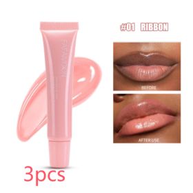 Glossy Lip Glaze Waterproof Long Lasting Lip Gloss Glossy Mirror Tea Red Liquid Lipstick Doodle Lip Korean Makeup (Option: 01 RIBBON-10ml-3pcs)
