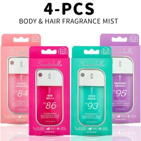 4 Scents Travel-Size Body & Hair Fragrance Mist (1.5 fl oz) - Long-Lasting Fruity & Floral Fragrance for Women, Dates & Gifts (89923: 89923-4styles)