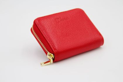 Secure My Clarisa - Leather Card Holder Wallet (Color: Red)