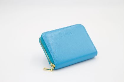 Secure My Clarisa - Leather Card Holder Wallet (Color: Blue)